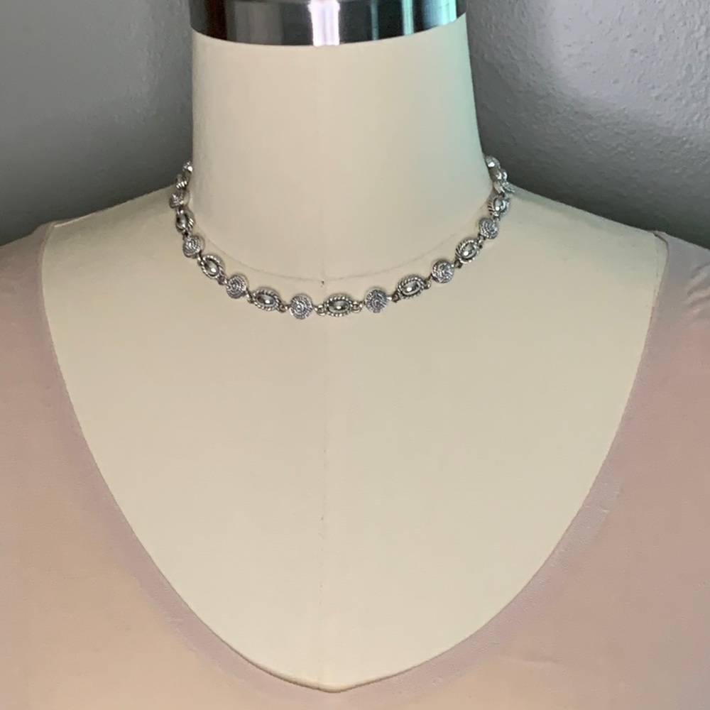 Necklace and bracelet set. 16” & 7” respectively. Silver color base metal